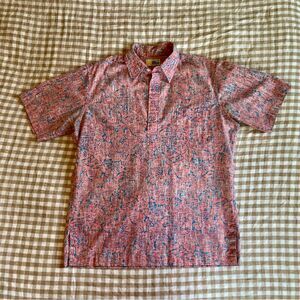 Vintage 1980s Reyn Spooner Pink and Teal Casual 1/4 Button Shirt